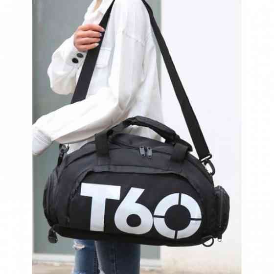 Спортивна сумка Т60 чорна 45л, спортивна сумка рюкзак, сумка трансформер чоловіча та жіноча Вінниця