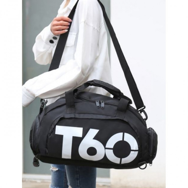 Спортивна сумка Т60 чорна 45л, спортивна сумка рюкзак, сумка трансформер чоловіча та жіноча Вінниця - фото 1