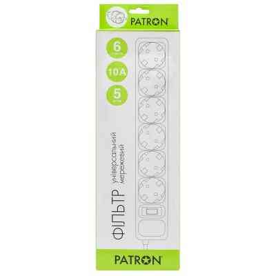 Сетевой фильтр питания Patron 5.0 m3*1mm2 (SP-1065) 6 розеток BLACK (EXT-PN-SP-1065) Винница