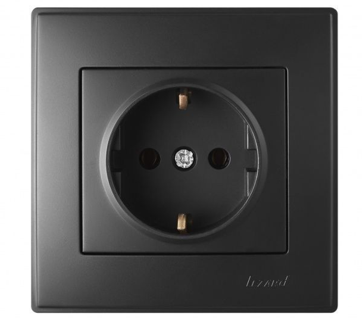 LESYA Розетка із заземленням антрацит Lezard Харків - фото 1