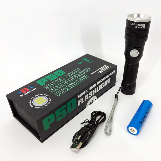 Компактний акумуляторний ліхтар BL-611-P50, Ліхтарик світлодіодний для туриста, LED ліхтар із зарядкою AE-82 Львів - фото 4