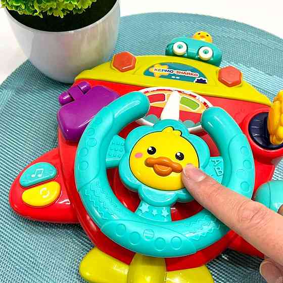 Руль інтерактивний музичний Limo Toy Автотренажер українською мовою кріпиться на коляску/ліжечко Червоний (HB 0077) Чернігів