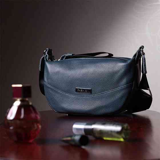 Сумка для женщин через плечо с необычным бегунком брелком из натуральной кожи Vintage 22617 Синяя Киев