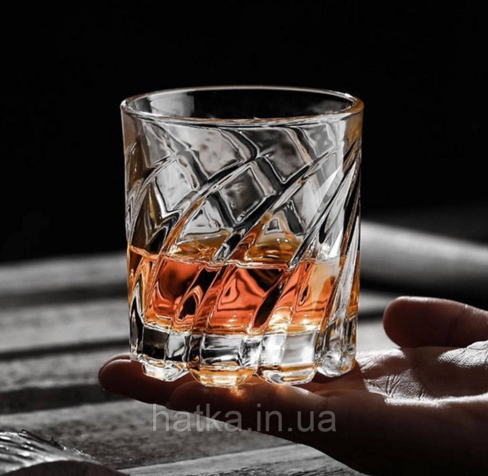 Набір склянок для віскі OLens "Хвиля" ОБЕРТАЮТСЯ  280 мл 6 шт. прозоре скло для дому та ресторанів 102-476 Київ - фото 1