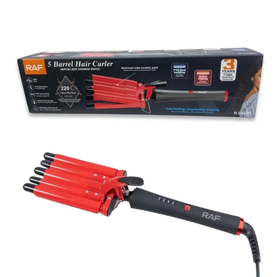 Плойка для волосся RAF R0426R керамічне покриття, щипці для завивки, швидкий нагрів, регулювання температури Одеса