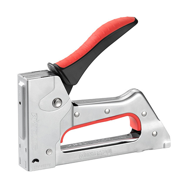 Степлер будівельний INTERTOOL RT-0121, під скобу 11,3×0,7×4-10 мм, металевий корпус, STORM степлер для кріплення плівки та сітки Львів - фото 1