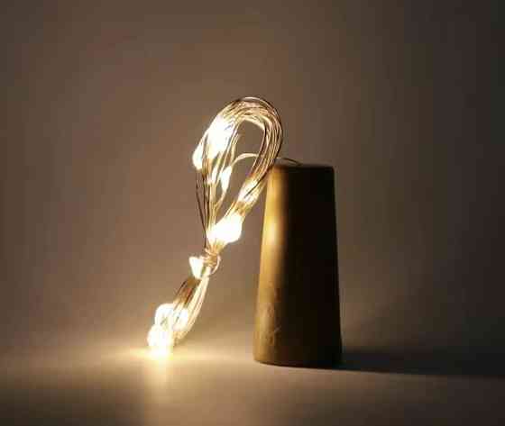 Гірлянда Роса 2 м 20 led на батарейках для пляшки (Теплий білий) Смела