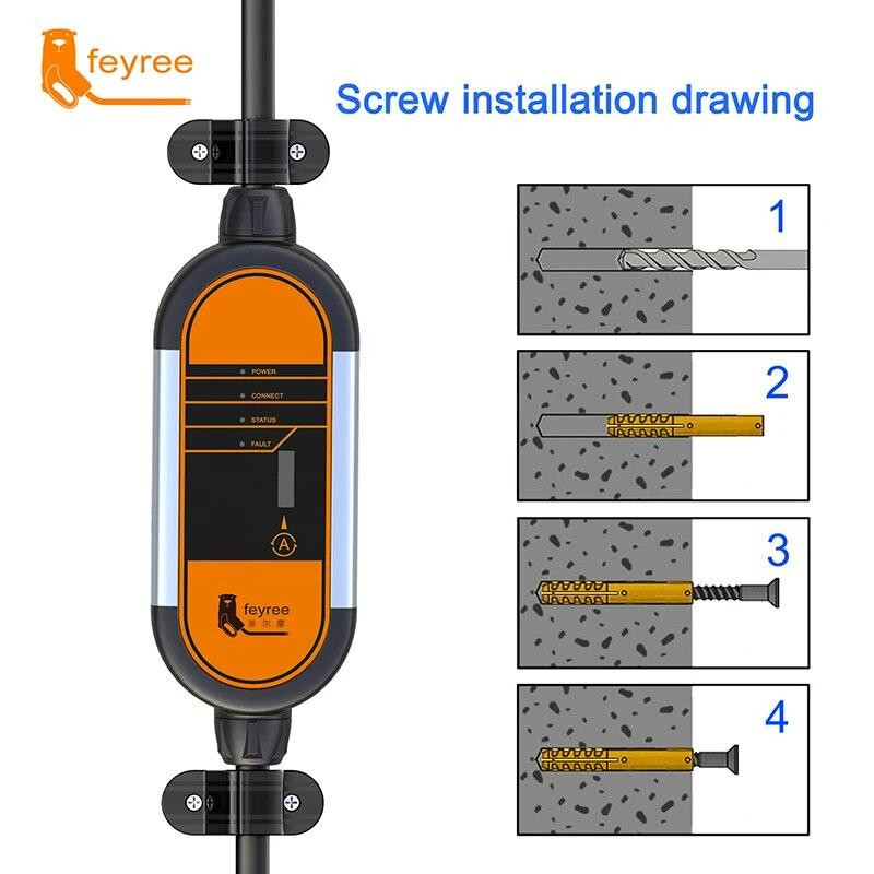 Универсальные крепления для зарядного устройства электромобилей FeyRee Portable EV Charger Box Type 2 Type 1 j1772 EVSE (Черные, 2 Николаев - изображение 5
