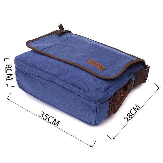 Чоловіча сумка через плече для ноутбука 13" із щільного текстилю Vintage 22203 Синій Київ