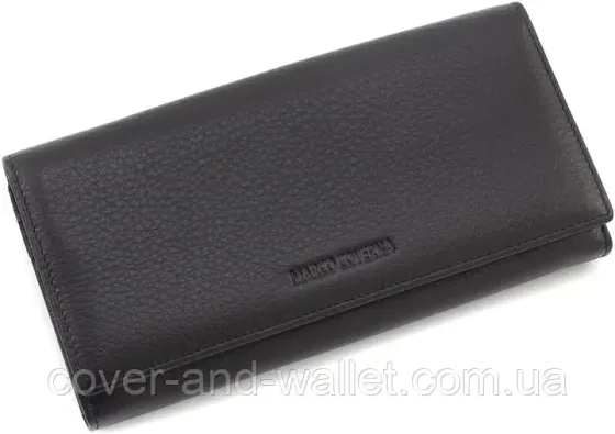 Классический женский кошелек черного цвета из итальянской премиальной кожи Marco Coverna Киев