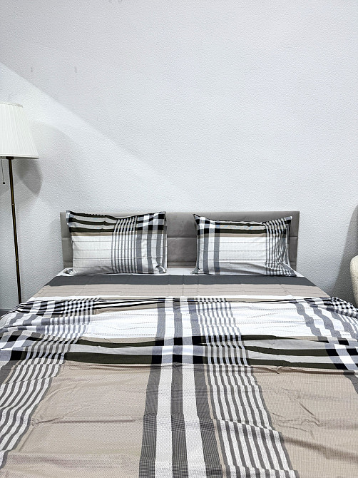 Ecotton Комплект постільної білизни Ecotton двоспальний 180х215 см бежевий Клітинка Сатин 21202 Коломыя - изображение 3