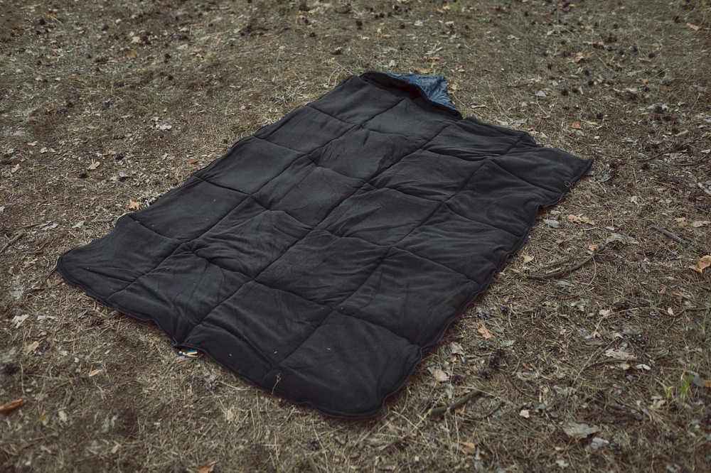 Військовий спальний мішок синього кольору 220*90 на фліс з капюшоном зимовий спальник 2в1 для походу   WAR Львів - фото 5