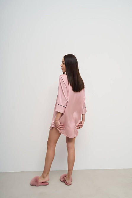 Жіноча нічна сорочка подовжена шовкова Пудровий L Харків - фото 4