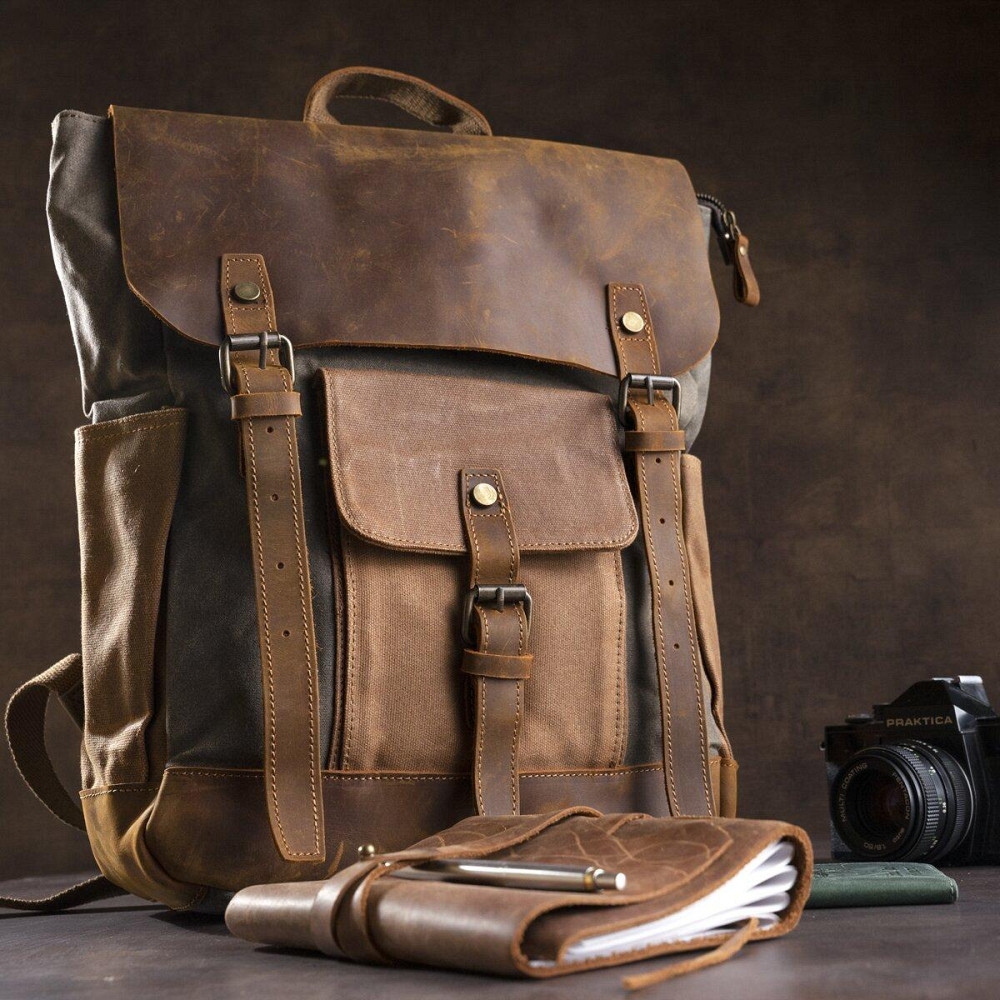 Рюкзак комбинированный дорожный Vintage 20113 Серый Киев - изображение 3