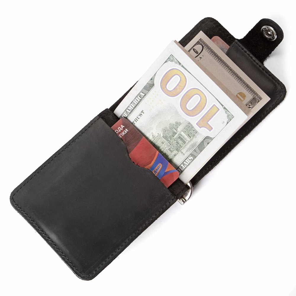 Зажим для купюр SHVIGEL 13787 из винтажной кожи Черный Киев - изображение 8