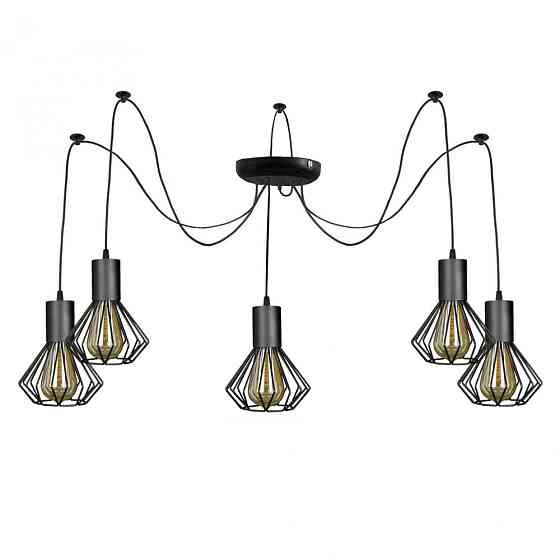 Подвесная люстра паук черная 5 ламп Е27 Diadem NL 2215-5 Одесса