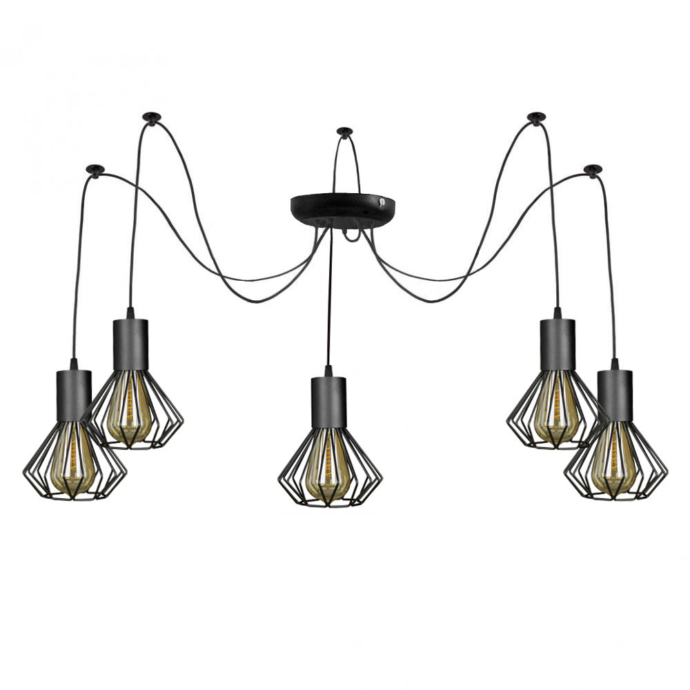 Подвесная люстра паук черная 5 ламп Е27 Diadem NL 2215-5 Одесса - изображение 1