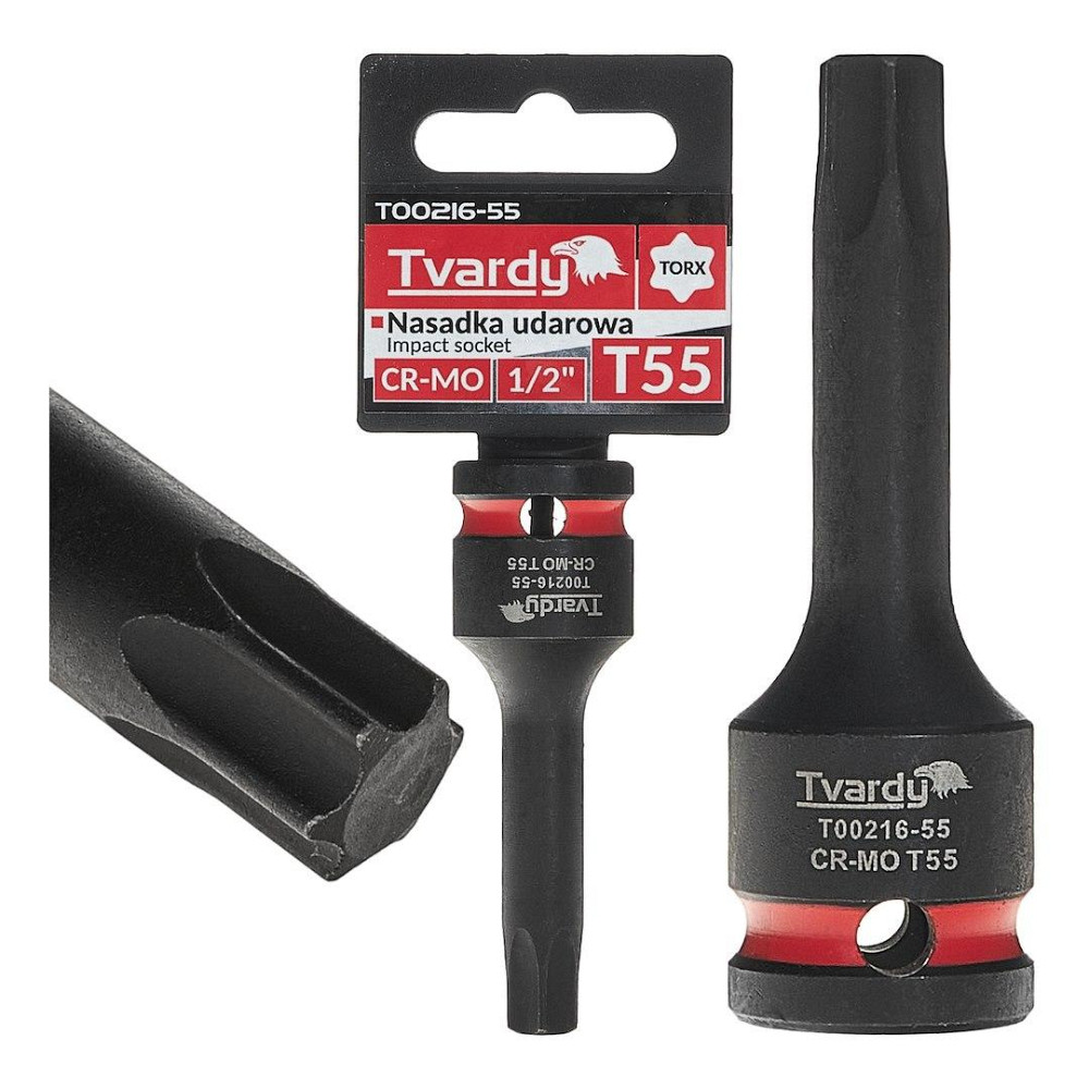 Головка ударна "Tvardy" з хром-молібденової сталі (Cr-Mo)  1/2"  Torx T55 довжиною  77мм Киев - изображение 2