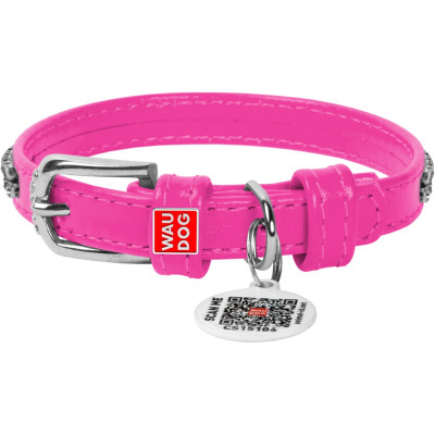 Нашийник для тварин WAUDOG Glamour з QR-паспортом "Стрази" XS Ш 9 мм рожевий (33067) Вінниця - фото 1