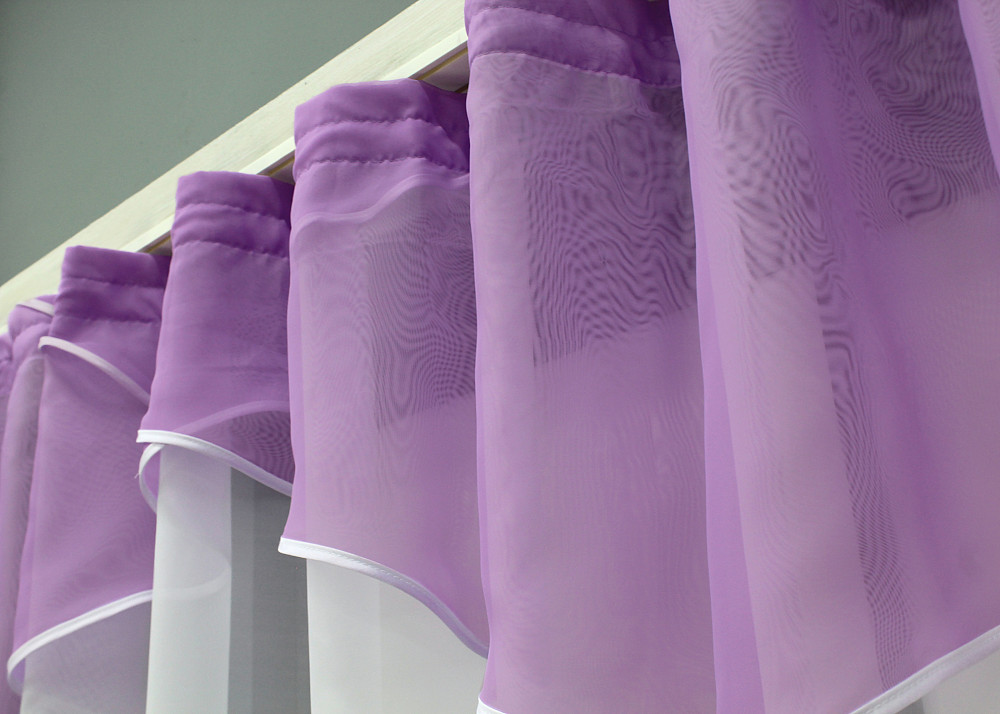 Кухонная тюль арка с ламбрекеном VR-Textil № 025к белый с сиреневым 280х170 см (52-0861) Киев - изображение 3