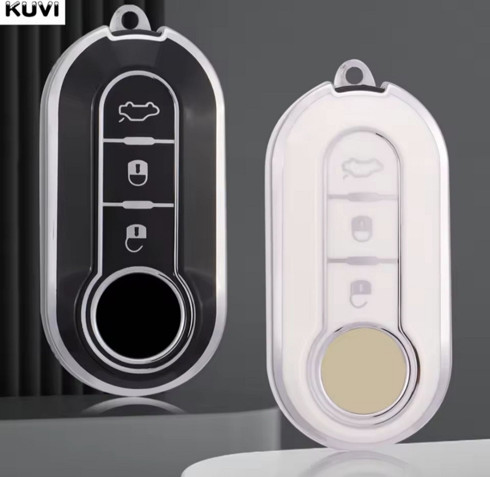 Захисний чохол для автомобільного ключа Fiat Lancia Citroen Peugeot Чорний зі сріблом Смела - изображение 3