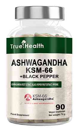 Ашвагандха True Health Ashwagandha KSM-66 + Black Piperine 90 vegan caps Луцьк