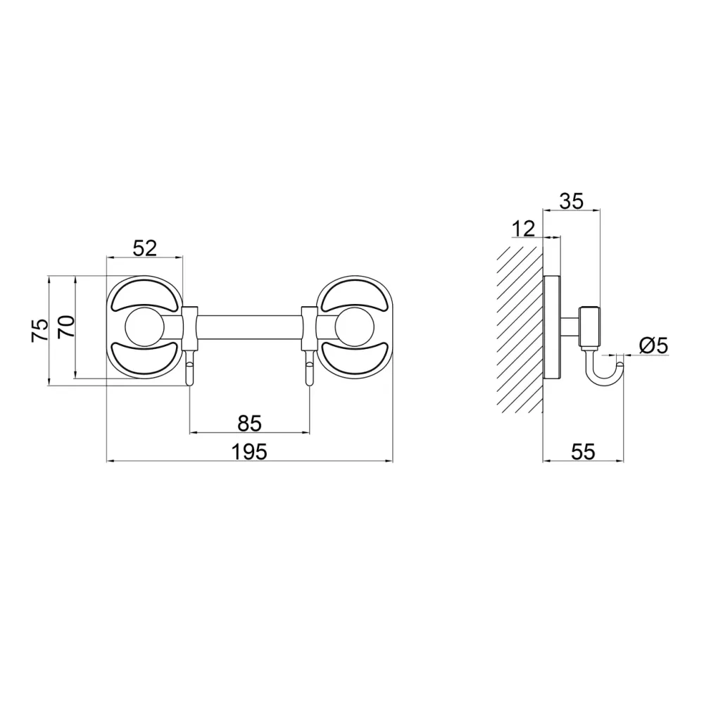 Держатель для полотенца Lidz Oreo 0802 2 крючка LDORE0802CRM22173 Chrome Киев - изображение 2