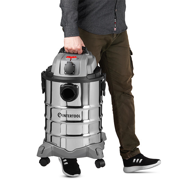 Пилосос будівельний INTERTOOL DT-1030, 1,4 кВт, >17 кПа, бак 30 л, розетка, HEPA фільтр, шланг 3 м - з насадками Львів - фото 10