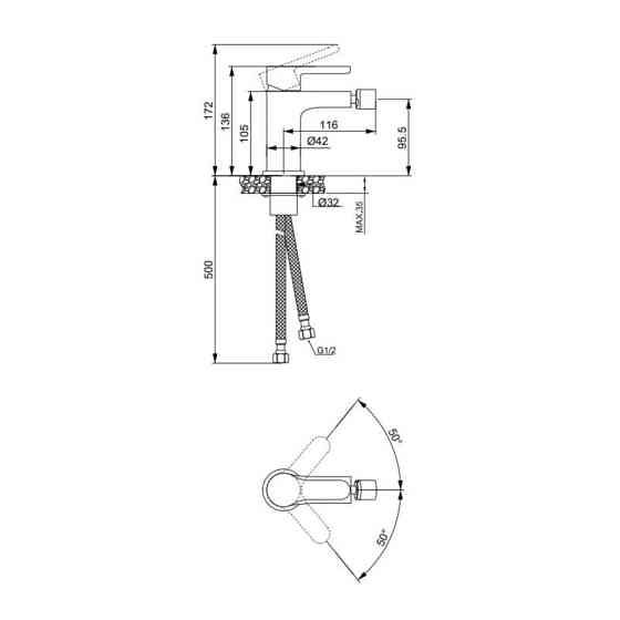 Смеситель латунный для биде Lidz Astra 001AF (k35) LDAST001AFCRM48089 Chrome Киев
