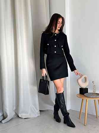 Костюм жіночий зі спідницею твідовий Чорний 48/52 Харків