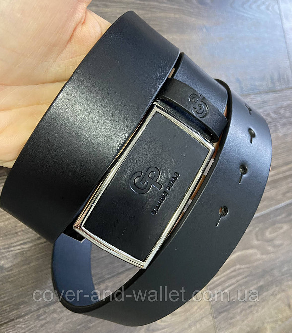 Стильный мужской кожаный ремень черного цвета под брюки 35мм Grande Pelle Киев - изображение 5