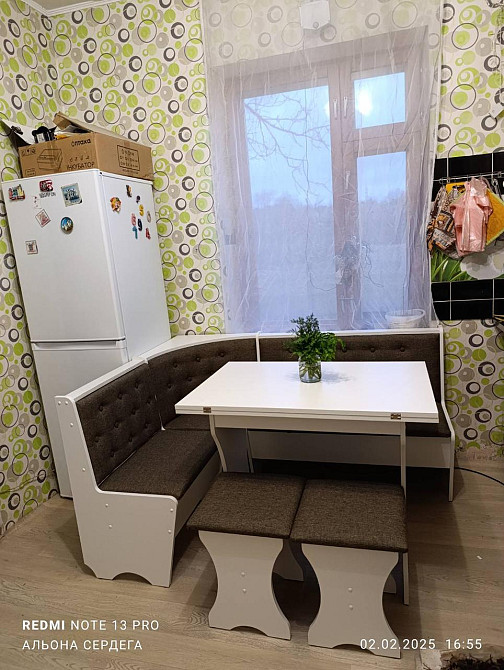 Комплект меблів для кухні - Сімейний М'який куток, стіл, 2 табуретки 114х154 см - Білий Львів - фото 10