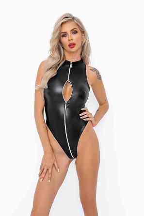 Боді з мокрим ефектом Noir Handmade F294 Powerwetlook bodysuit with front zipper, S Sex Aura Київ
