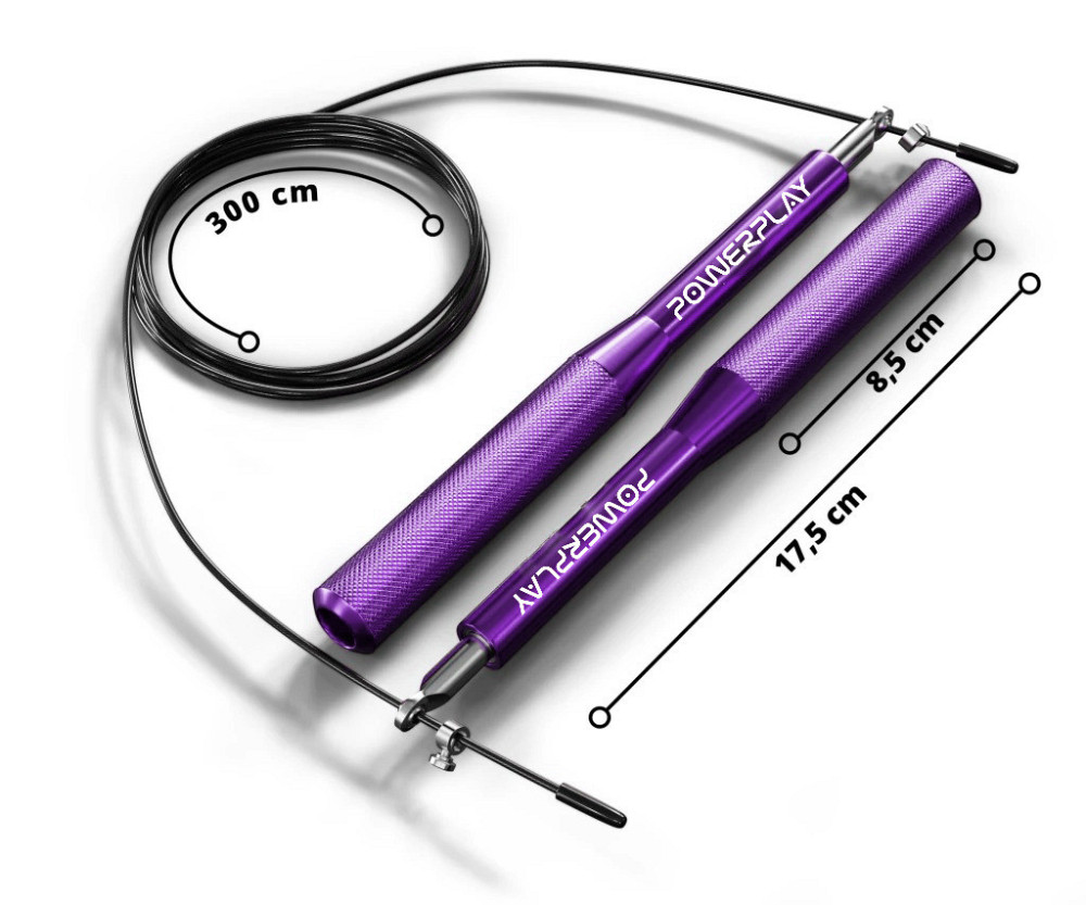 Скакалка швидкісна на підшипниках алюмінієва PowerPlay 4207 Elite Jump Rope Фіолетова (3m.) Київ - фото 4