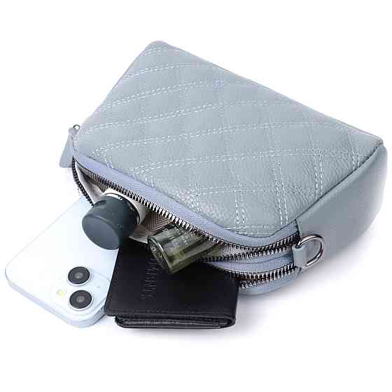 Елегантна жіноча сумка прошита ромбами на лицьовій стороні з натуральної шкіри Vintage 22808 Синій Київ