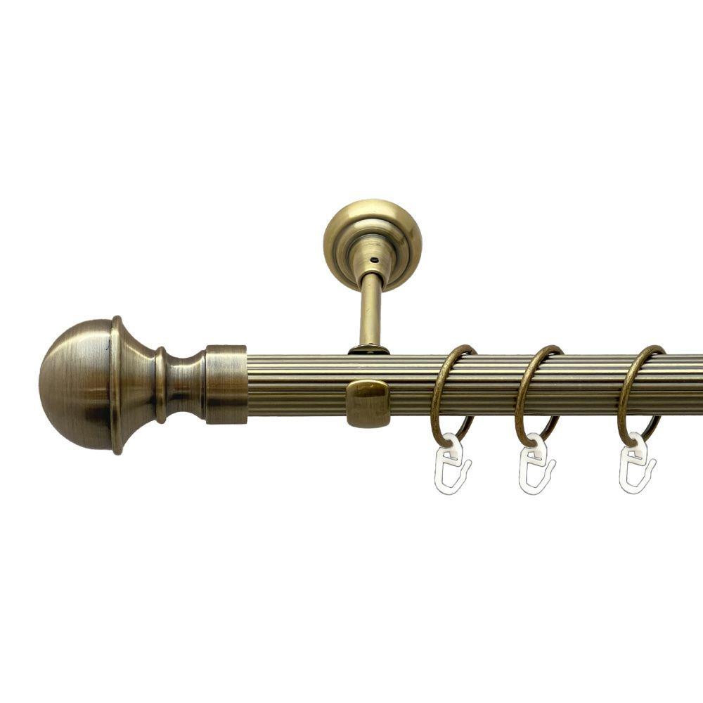 Карниз Orvit Бостон металевий однорядний відкритий рифлена труба кільце металеве Антик 25 мм 240 см Львов - изображение 1