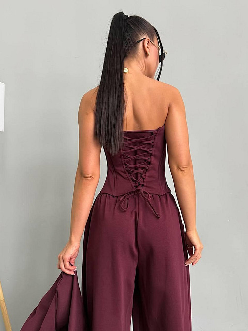 Жіночий стильний трендовий костюм-трійка петля Бордо, 46/48 Одеса - фото 4