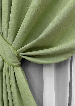 Комплект штор на люверсах VR-Textil Блэкаут двусторонний ASHEN NIGHT № 1841ш Оливковый 150х270 см 2 шт (37-0282) Киев