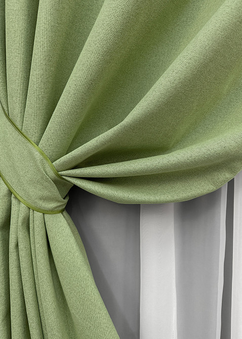 Комплект штор на люверсах VR-Textil Блэкаут двусторонний ASHEN NIGHT № 1841ш Оливковый 150х270 см 2 шт (37-0282) Киев - изображение 5