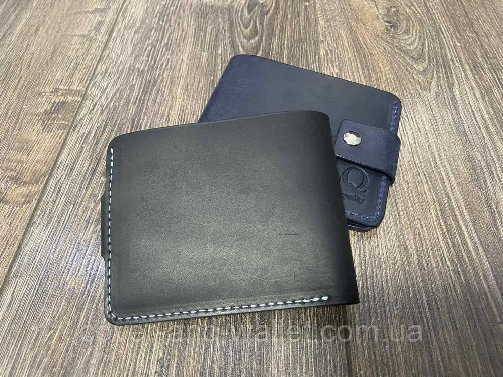 Стильный кошелек ручной роботы на кнопке из винтажной кожи Onda Киев - изображение 7