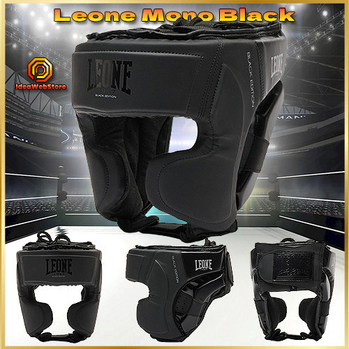 Боксерский шлем Leone Mono Black L тренировочный шлем с защитой скул, черный Киев - изображение 1