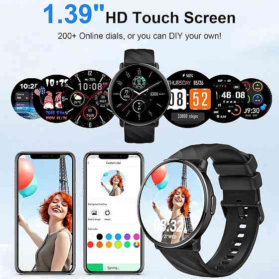 Смарт-часы OWMSIC S51 с Bluetooth-звонками, HD-дисплей 1.39 дюйма, IP68, 112+ спортивных режимов, Android/iOS, SpO2 Киев