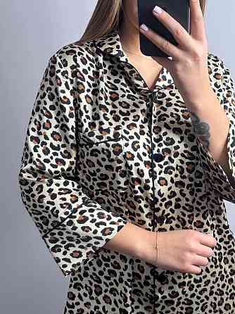 Женская ночная рубашка удлиненная шелковая Леопард 5 L Харьков