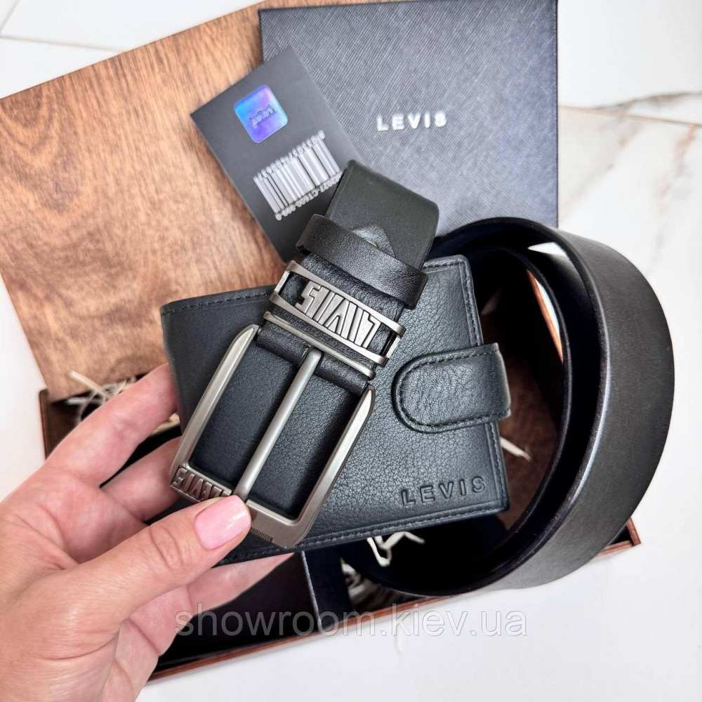 Мужской подарочный набор портмоне и ремень в деревянной коробке Levis (518) Киев - изображение 6
