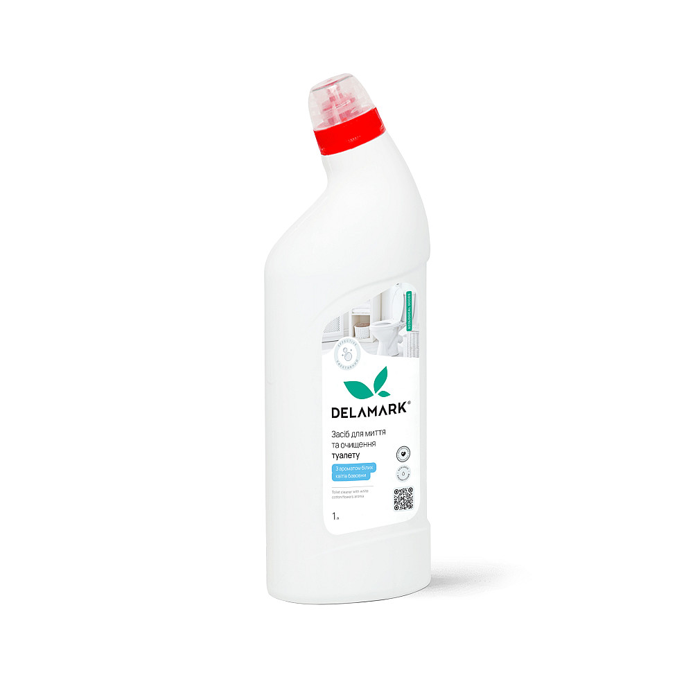 Средство для мытья туалета белые цветки хлопка DeLaMark 1 л Киев - изображение 1