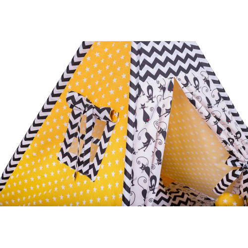 Вігвам Хатка комплект жовто-чорний Кішка з подушкою — Великий 150*150 см Київ