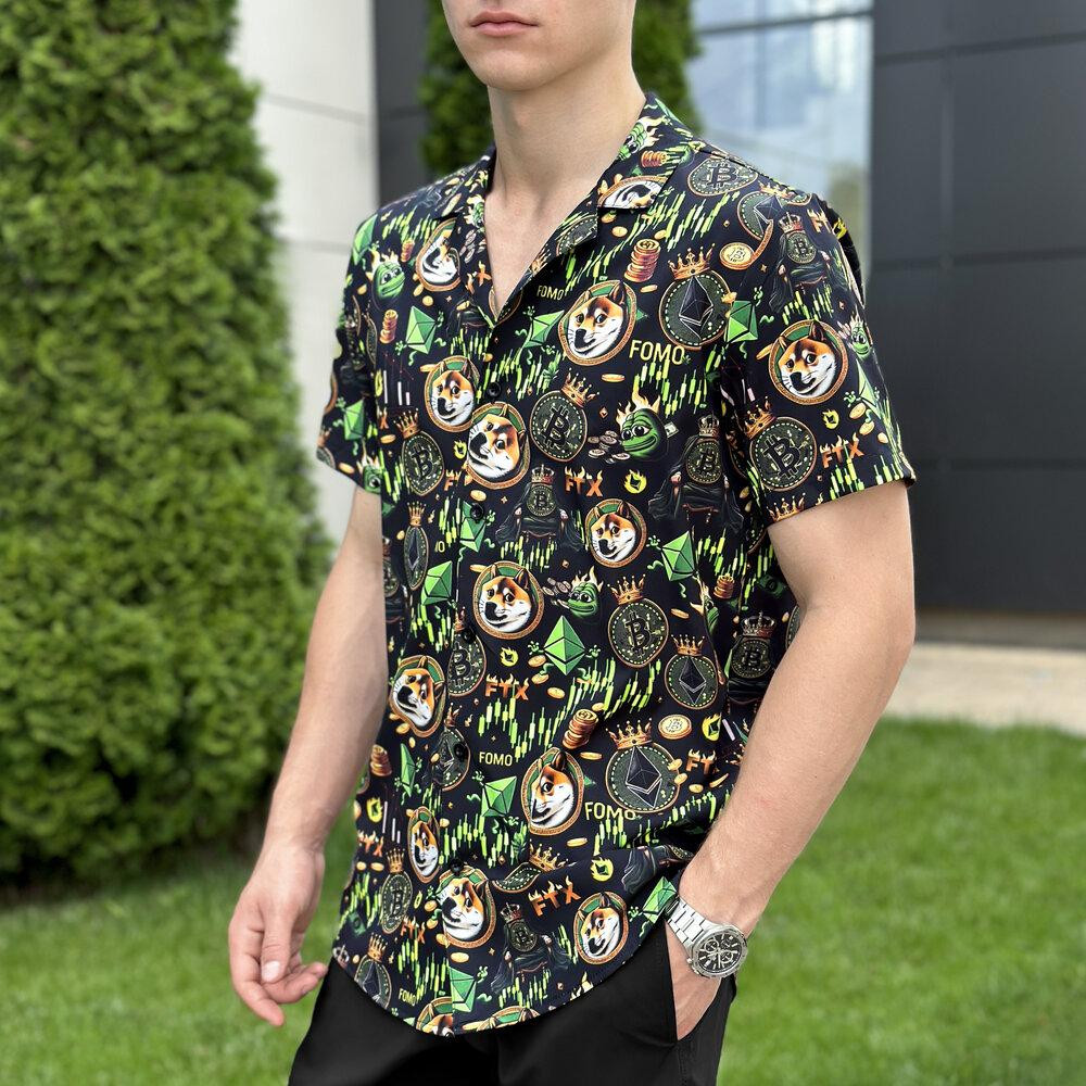 Літня чоловіча сорочка із принтом для відпочинку Pobedov Dejavu Kripta Київ - фото 1