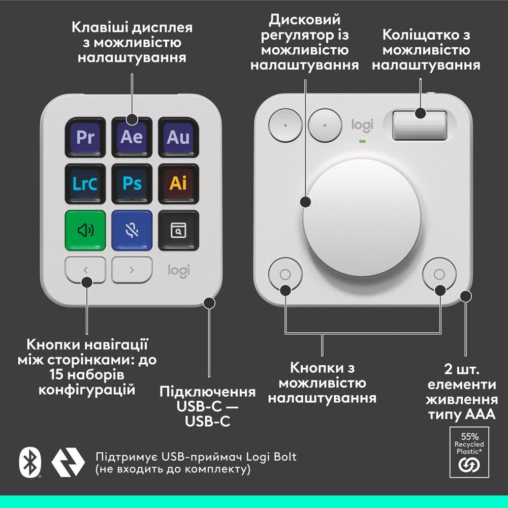 Консоль Logitech MX Creative Console Pale Grey (920-012932) ( 13782 ) Харків - фото 14
