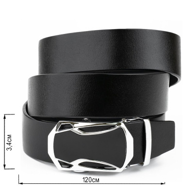 Ремень Vintage Мужской с пряжкой автомат с черной вставкой Черный (20254) Винница - изображение 3