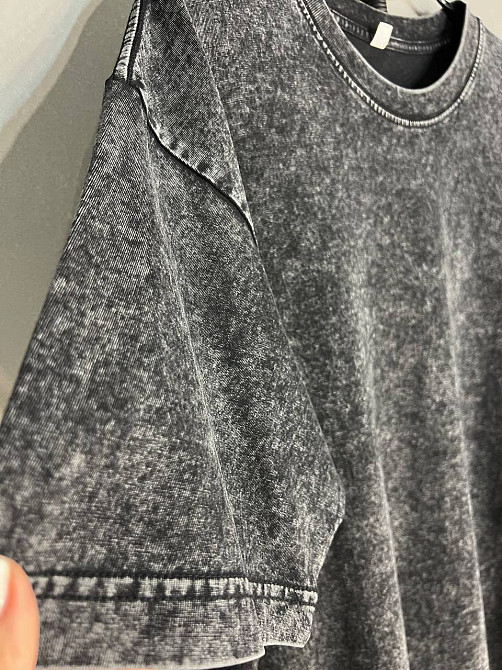 Футболка женская A-N 48020 базовая оверсайз удлиненная свободный крой вареная тай дай one size, черный, one size Киев - изображение 3